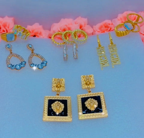 (6pc) BADGIRL Earring / Surprise Ring Set