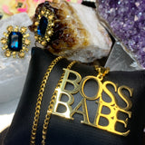 Boss Babe Necklace + Royal Blue Earring Set