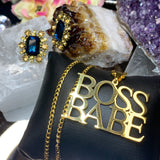 Boss Babe Necklace + Royal Blue Earring Set